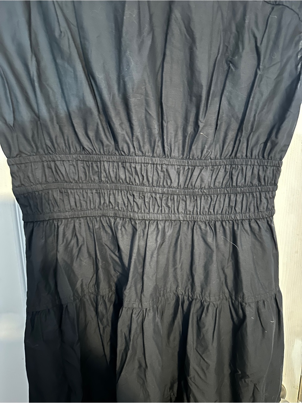 Nicole Miller Black V-Neck Tiered Midi/Maxi Dress with Pockets - Picture 8 of 8